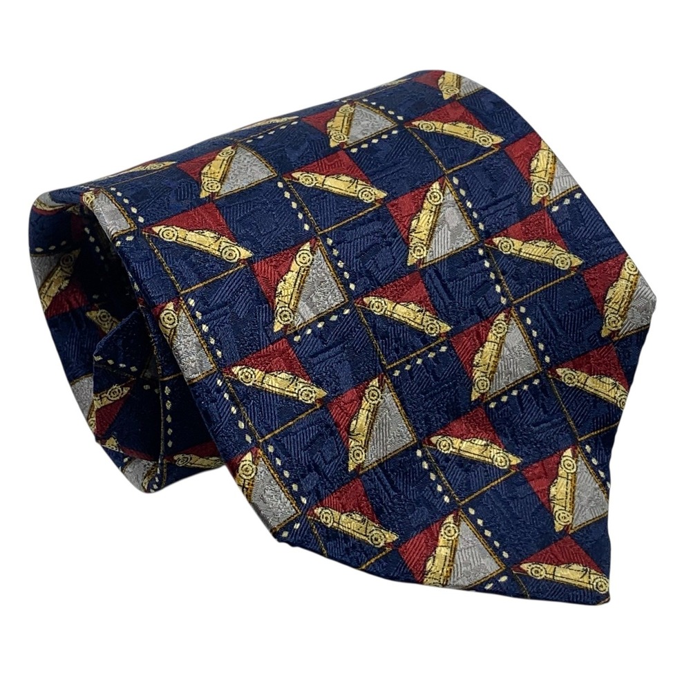 Louis Feraud Men's Silk Necktie Classic Car Design Navy/Red Tie